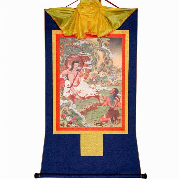 Jetsun Milarepa,Woodblock Thangka Art - Tibetan thangka painting, view 5
