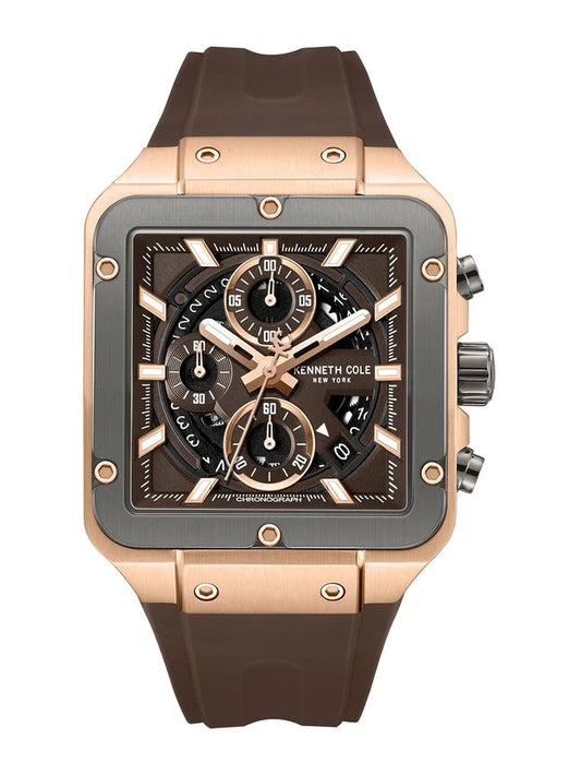 Kenneth Cole Sport Quartz Brown Square Dial Watch - KCWGO0065502MNW