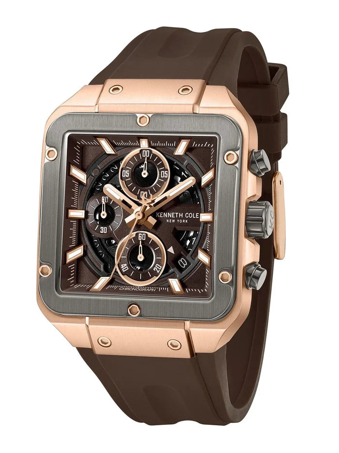 Kenneth Cole Sport Quartz Brown Square Dial Watch - KCWGO0065502MNW