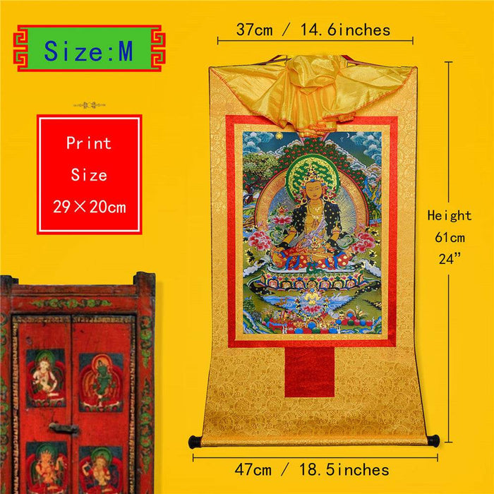 Ksitigarbha,the Bodhisattva of Hell-beings - Tibetan thangka painting, view 5