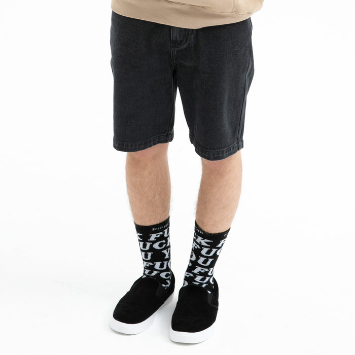 RIPNDIP La Brea Denim Shorts (Black Medium Wash)