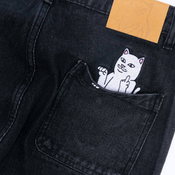 RIPNDIP La Brea Denim Shorts (Black Medium Wash)