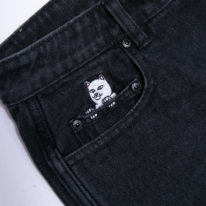 RIPNDIP La Brea Denim Shorts (Black Medium Wash)