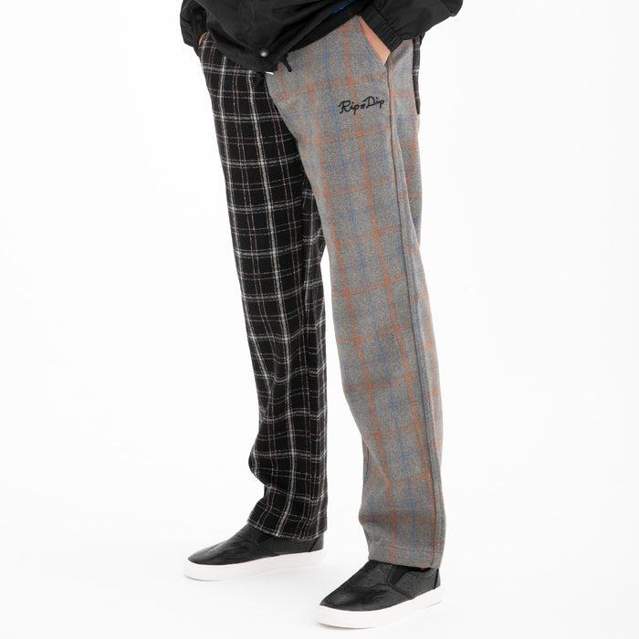 RIPNDIP Limbo Split Plaid Flannel Pants (Dark Brown)