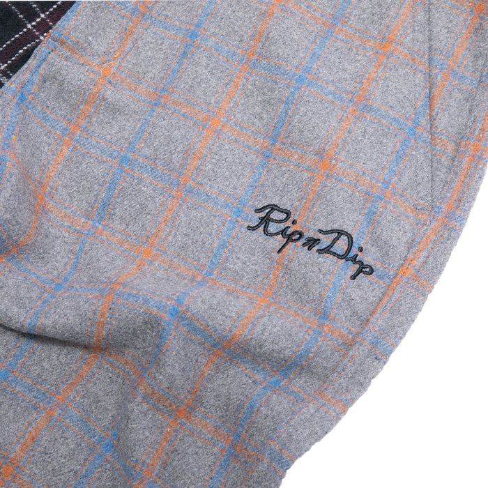 RIPNDIP Limbo Split Plaid Flannel Pants (Dark Brown)