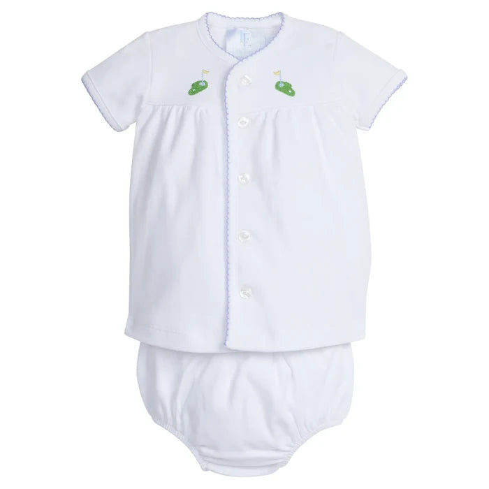 Little English - Pinpoint Layette Knit Set - Blue Golf