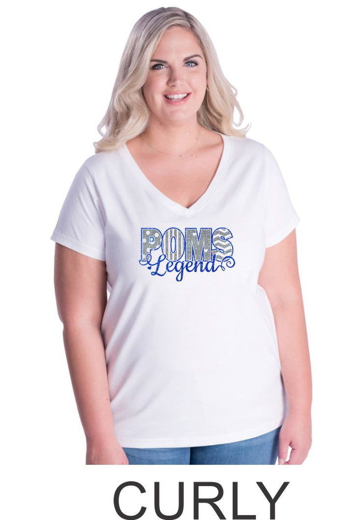 LT Poms Curvy Ladies Tee- 3 Designs- Matte or Glitter