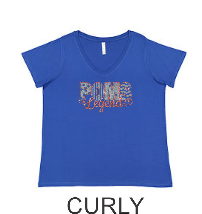 LT Poms Curvy Ladies Tee- 3 Designs- Matte or Glitter