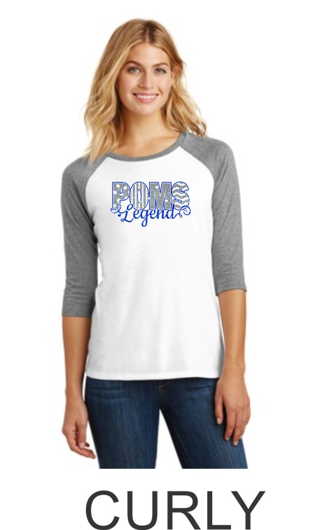 LT Poms Ladies Raglan - 2 deisgns- Matte or Glitter