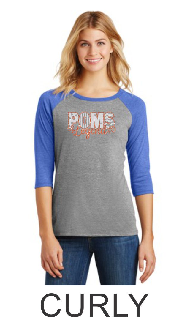 LT Poms Ladies Raglan - 2 deisgns- Matte or Glitter
