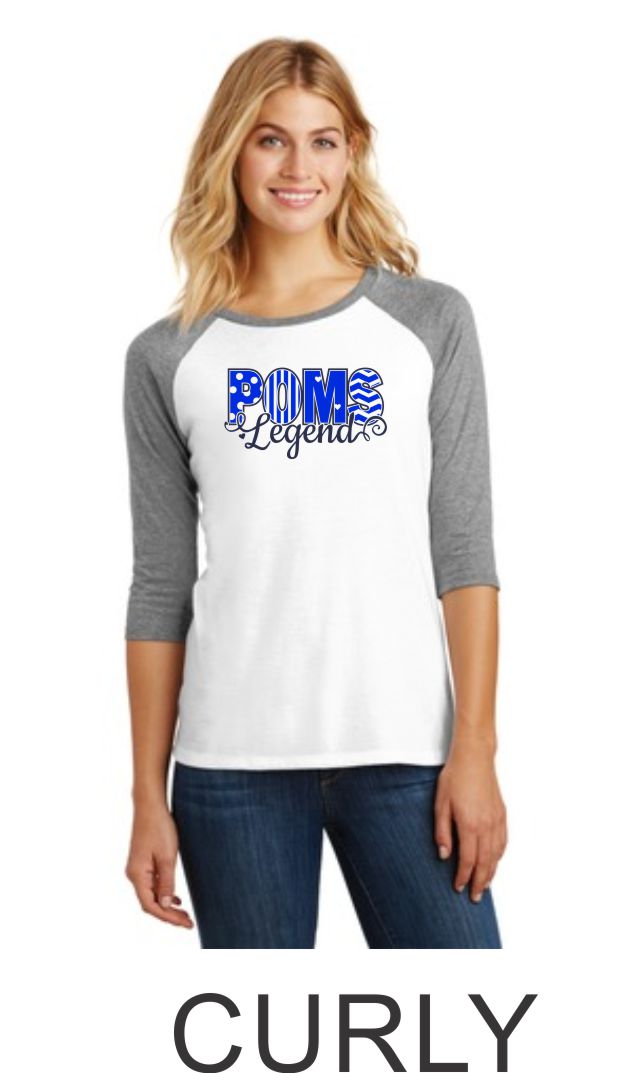 LT Poms Ladies Raglan - 2 deisgns- Matte or Glitter