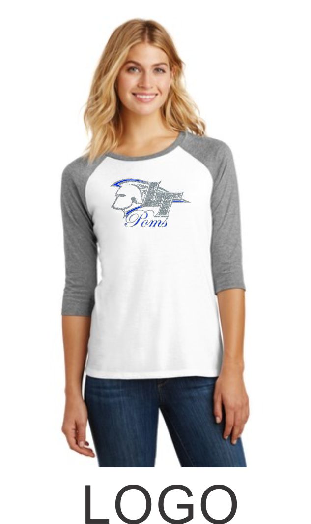 LT Poms Ladies Raglan - 2 deisgns- Matte or Glitter