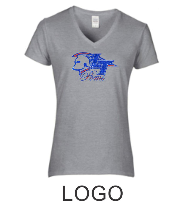LT Poms Ladies Short Sleeve Tee- 3 Designs- Matte or Glitter