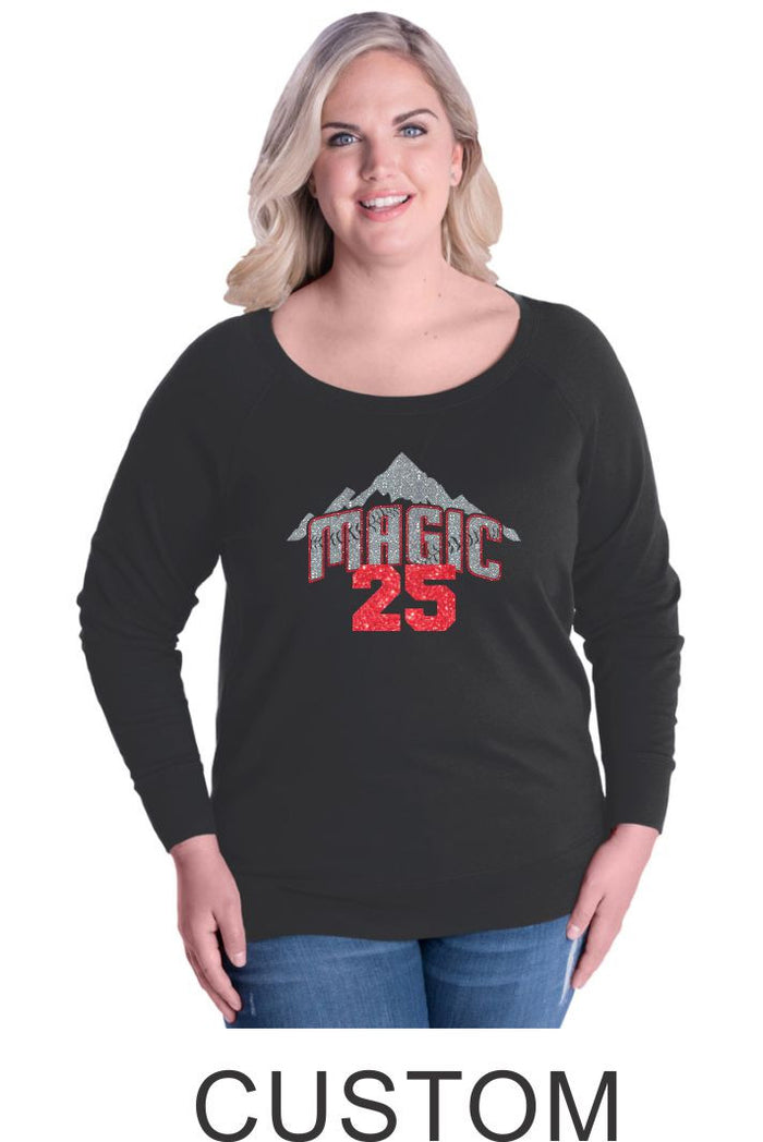 Magic Curvy Ladies Slouchy Pullover- in 4 designs- Matte or Glitter