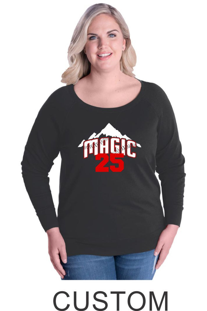 Magic Curvy Ladies Slouchy Pullover- in 4 designs- Matte or Glitter