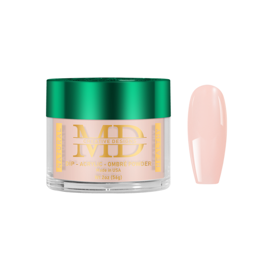 Jar of MD powder with a pink nail tip color swatch on a white background