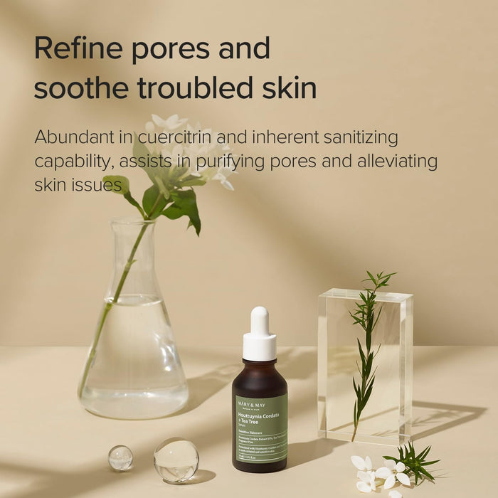Shop MARY & MAY Houttuynia Cordata + Tea Tree Serum at Eliko Glow. A calming serum with Houttuynia and Tea Tree to soothe breakouts, balance oil, and reduce irritation. Perfect for oily and sensitive skin. Free shipping across Canada