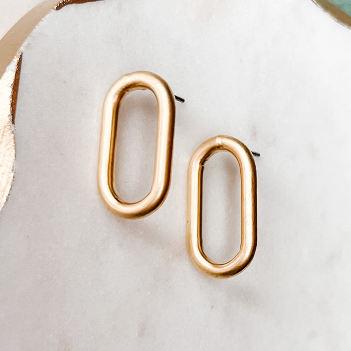 Matte Oval Post Earrings