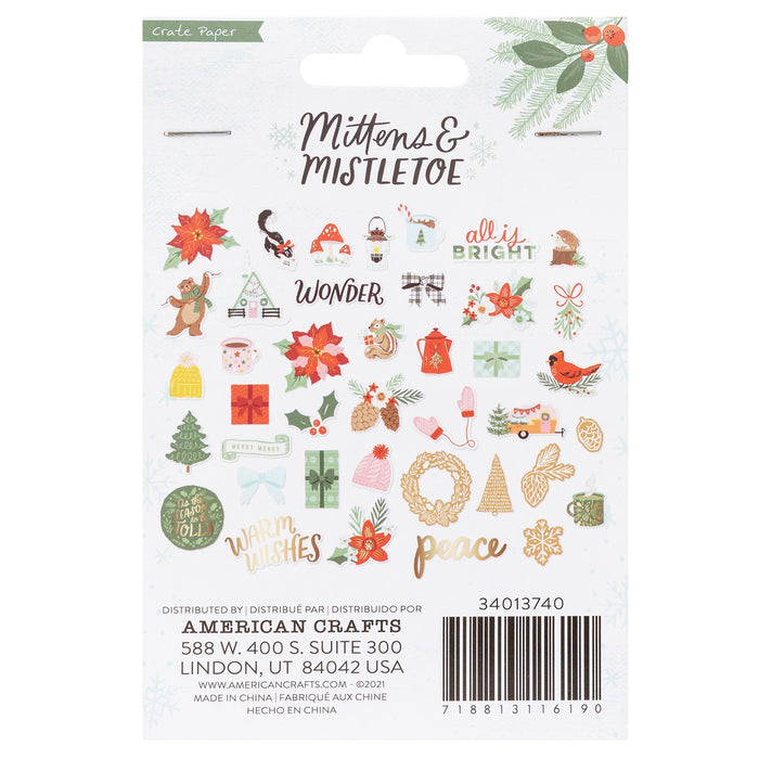 Mittens & Mistletoe Ephemera Die-Cuts 40/Pkg - Icons W/Gold Foil Accents