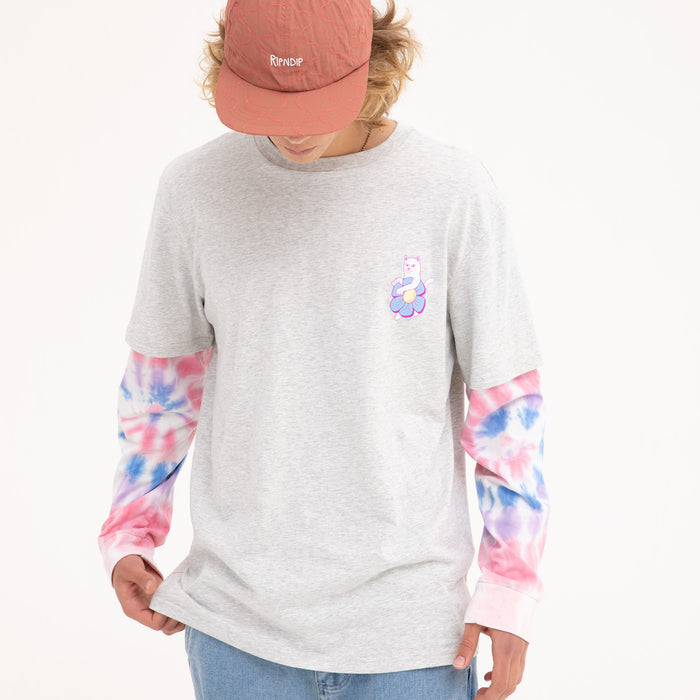 RIPNDIP Nature Is Healing Double Sleeve Tee (Ash Heather/Pink)