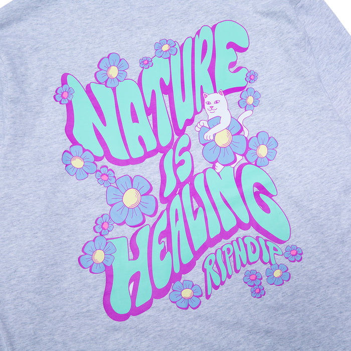 RIPNDIP Nature Is Healing Double Sleeve Tee (Ash Heather/Pink)