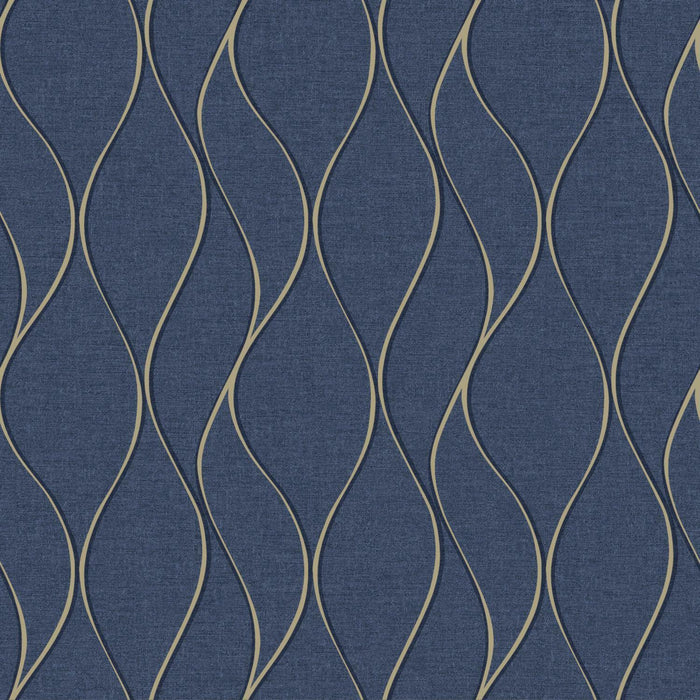 Navy Wave Ogee Peel & Stick Wallpaper - EonShoppee