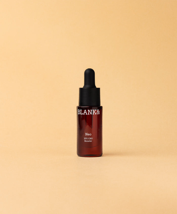 Blank & Neo dropper bottle on a beige background