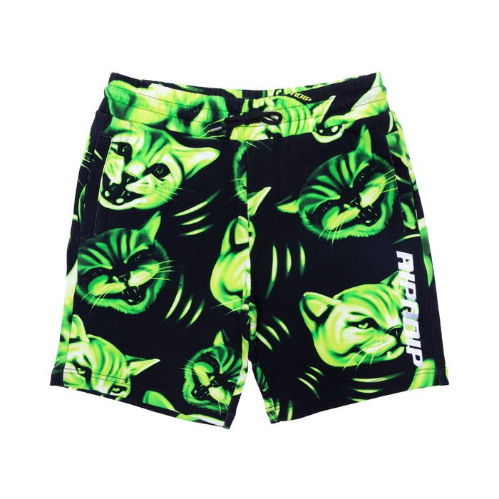 RIPNDIP Neon Cat Sweatshorts (Black/Neon)