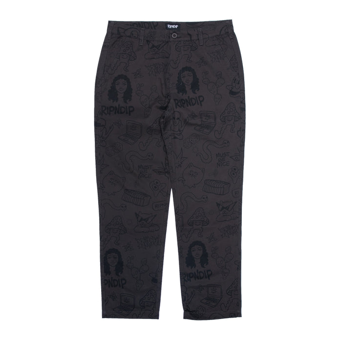 RIPNDIP Nerm Doodle Cotton Twill Pants (Chocolate)
