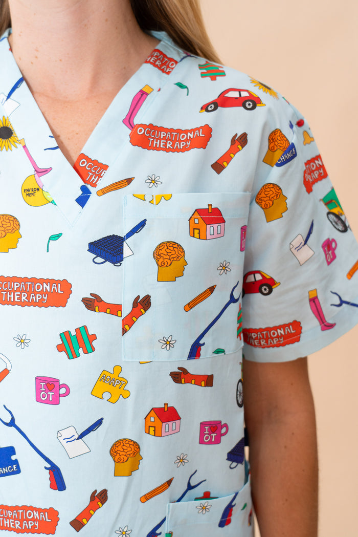 Occupational Therapist - Unisex Printed Scrub Top