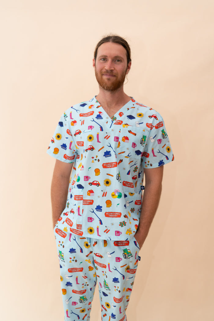 Occupational Therapist - Unisex Printed Scrub Top