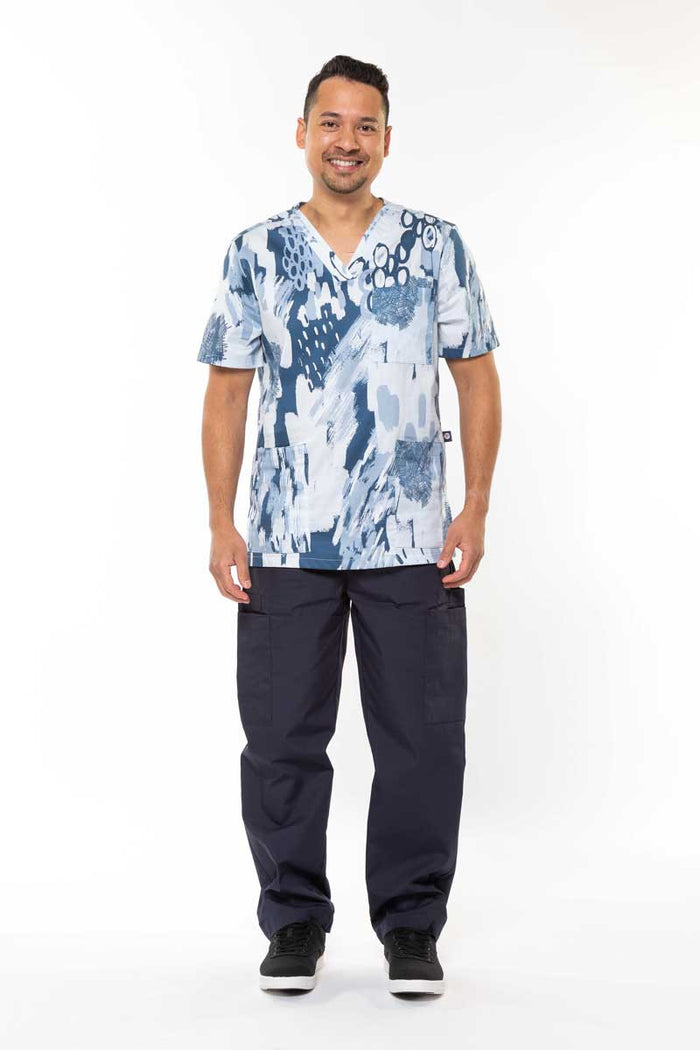 Ocean Scribbles  - Unisex Printed Scrub Top