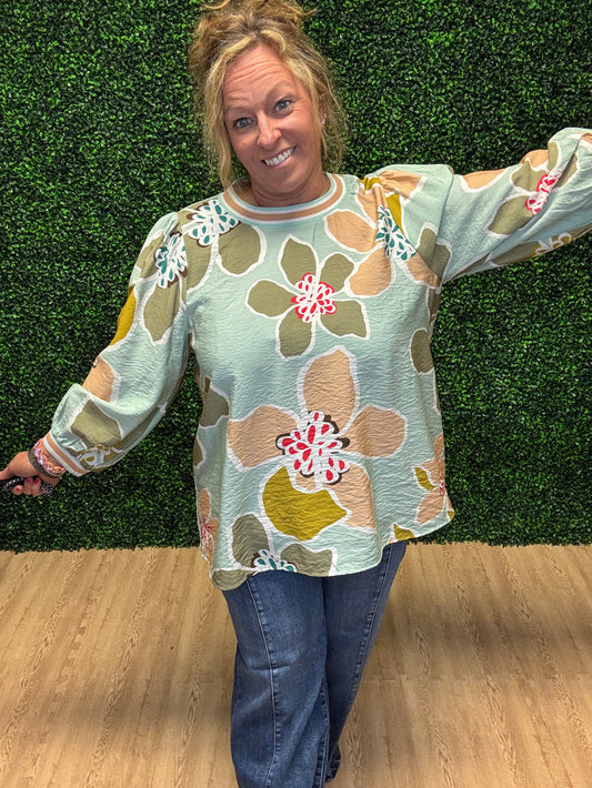 Oddi Floral Texture Pullover