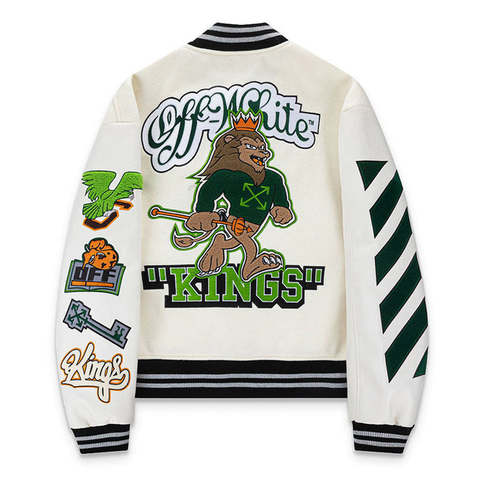 OFF WHITE Cartoon Lion King Embroidered Wool Jacket