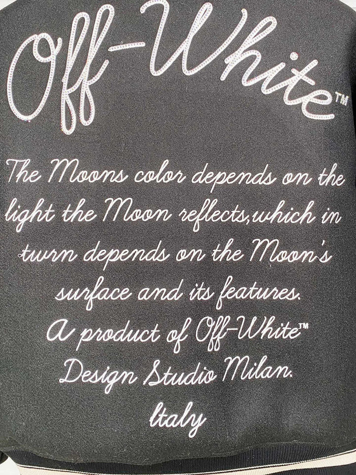 OFF WHITE Embroidered rhinestone filled down cotton jacket baseball uniform