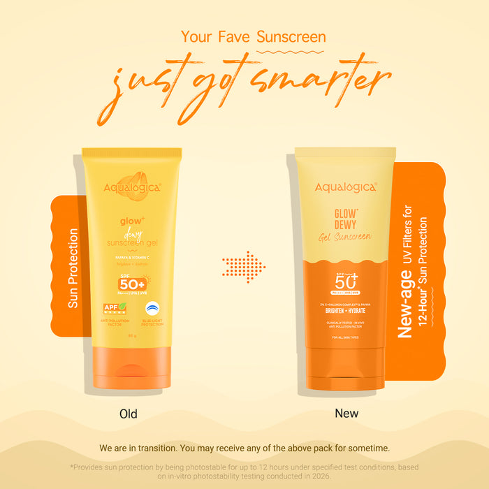 Offer : Glow+Dewy Gel Sunscreen In-Vivo Tested SPF 50+ PA++++ with Papaya & Vitamin C - 80g (Pack of 2)