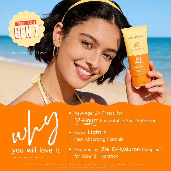 Offer : Glow+Dewy Gel Sunscreen In-Vivo Tested SPF 50+ PA++++ with Papaya & Vitamin C - 80g (Pack of 2)
