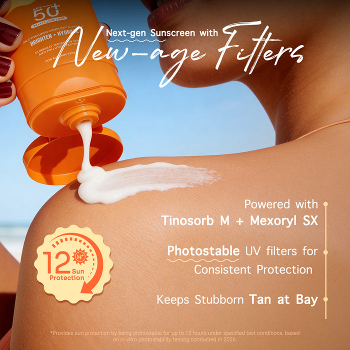 Offer : Glow+Dewy Gel Sunscreen In-Vivo Tested SPF 50+ PA++++ with Papaya & Vitamin C - 80g (Pack of 2)