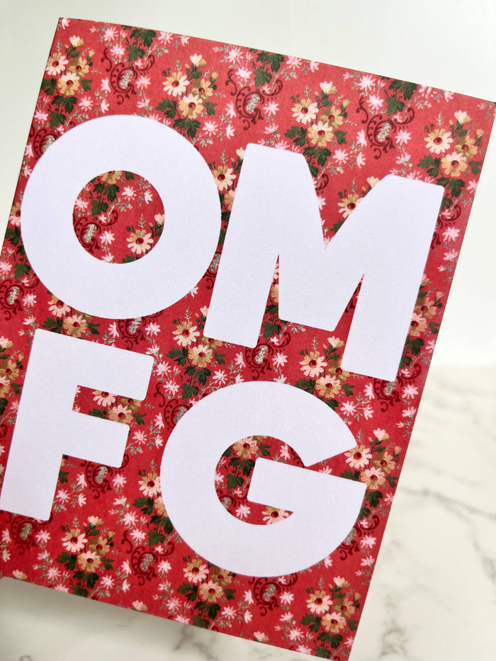Colorful floral card from The Coin Laundry's OMFG Cute Floral Card collection, featuring vibrant flower illustrations on a decorative card.