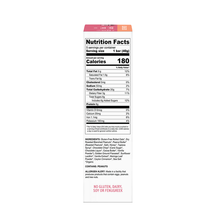 Organic Milkmaid™ Lactation Bars Chocolate Chip Peanut Butter