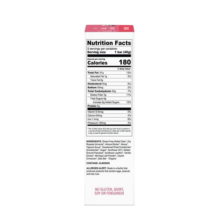 Organic Milkmaid™ Lactation Bars Cranberry Almond