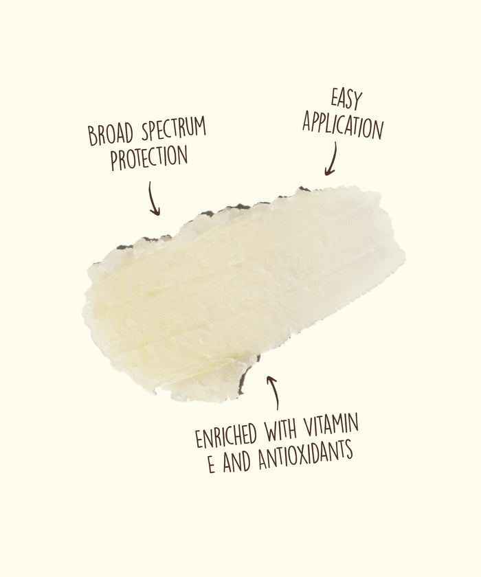 Creamy texture of Original SPF 30 Sunscreen Face Stick with broad spectrum, vitamin E, antioxidants by Sun Bum