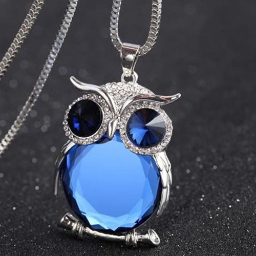 Owl Design Rhinestones Crystal Pendant Necklaces