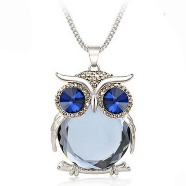 Owl Design Rhinestones Crystal Pendant Necklaces