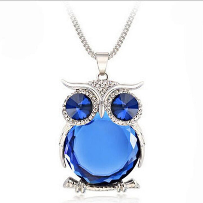 Owl Design Rhinestones Crystal Pendant Necklaces