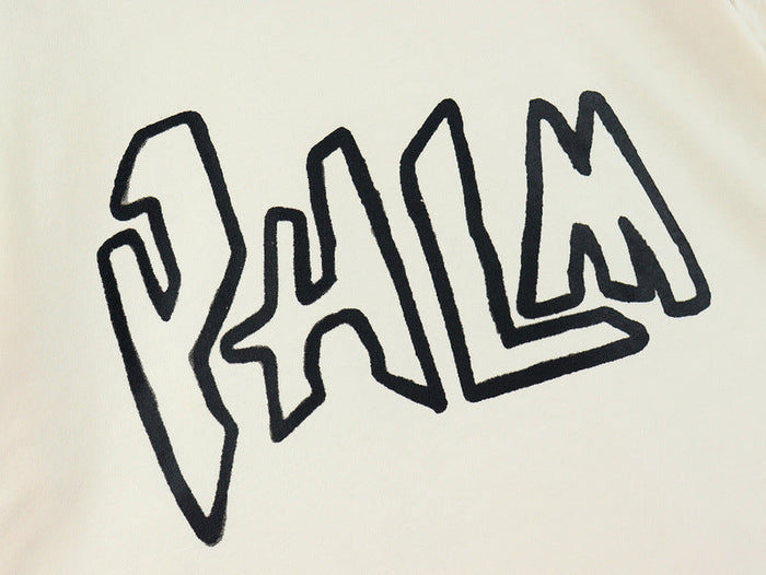 Palm Angels Graffiti Letter Flame Print Plain T-Shirt