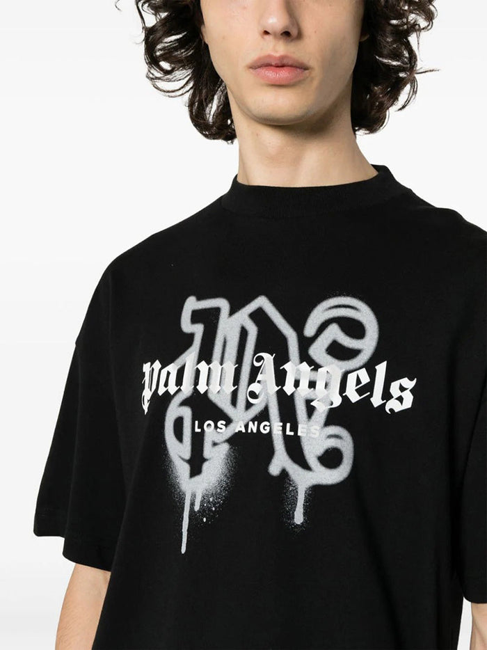 Palm Angels logo-print cotton T-shirts