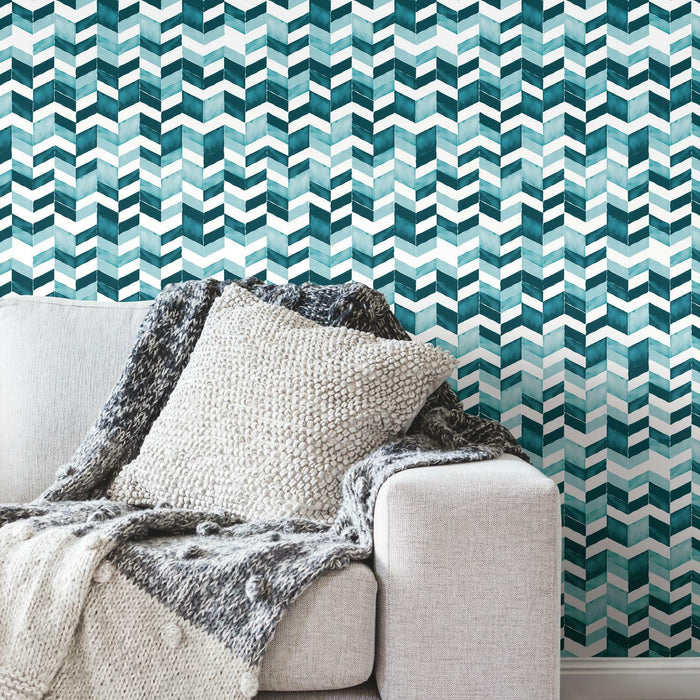 Paul Brent Watercolor Chevron Peel & Stick Wallpaper - EonShoppee