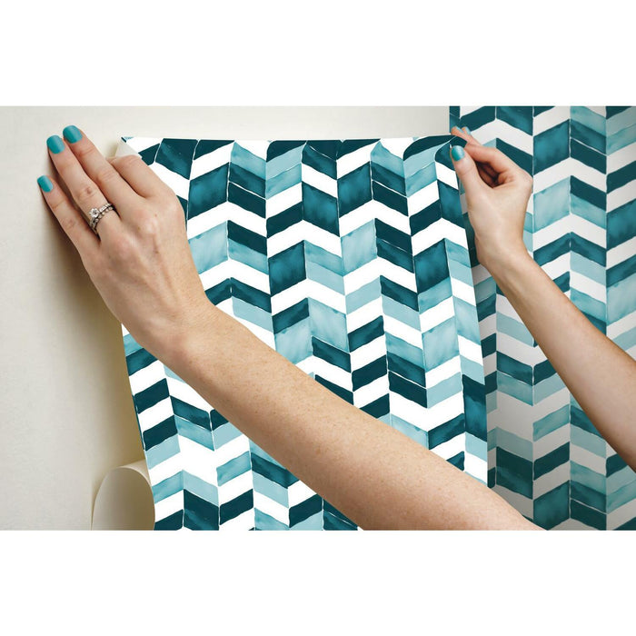 Paul Brent Watercolor Chevron Peel & Stick Wallpaper - EonShoppee