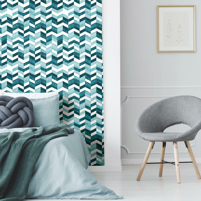 Paul Brent Watercolor Chevron Peel & Stick Wallpaper - EonShoppee